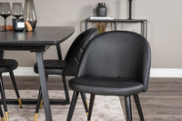 Spisestol Velvet & Inca 2-pakk + Rektangulært spisebord 160 x 85 – svart