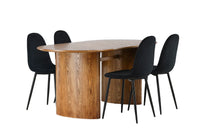 Spisestol 2-pakk Polar & Isolde + Ovalt spisebord 180 x 90 – svart og natur