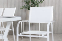 Spisegruppe Virya & Santorini 200 × 100 + 2-pakk spisestol – hvit