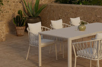 Spisegruppe 200 x 90 + spisestoler 2-pakk – beige og hvit