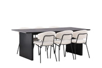 Spisegruppe Chico & Vail 2-pakk + spisebord 200 × 100 – hvit og svart