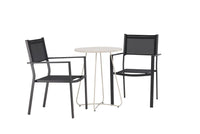 Spisestol Copacabana & Bacong 2-pakk + kafébord ⌀60 – svart og beige