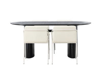Spisestol Tvist & Isolde 2-pakk beige + Spisebord ovalt 180 x 90 – svart