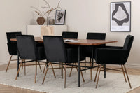 Spisestol Petra & Uno + Rektangulært spisebord 200 x 90 – svart og natur
