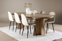 Spisestol Polar & Bootcut 2-pakk + Spisebord ovalt 230 x 115 – beige og natur