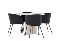 Spisegruppe Berit & Olivia + Rundt ⌀110 – svart og beige