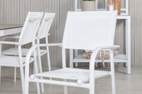 Spisestol Santorini & Llama 2-pakk + Rektangulært spisebord 205 × 100 – hvit og grå