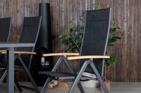 Posisjonsstol Panama & Marbella 2-pakk + Spisebord 160 x 100 – svart