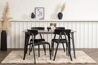 Spisegruppe Tempe & Ursholmen rektangulær 140 x 80 + spisestol 2-pakk – valnøtt og svart