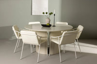 Spisestol Tvist & Sandvik 2-pakk + spisebord ⌀140 Ø140 – beige
