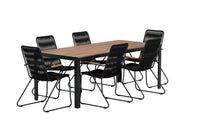 Spisegruppe Bois rektangulært spisebord 205 x 90 + spisestoler 2-pakk – natur og svart