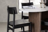 Spisestol 2-pakk – svart + Ovalt spisebord 180 x 90 – lys grå