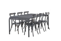 Spisebord Borneo & Tablas 200 × 100 + spisestol 2-pakk – svart og mørk grå
