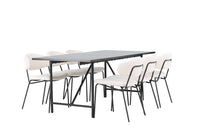 Spisestol 2-pakk + rektangulært spisebord 200 x 90 – hvit og svart