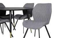 Spisestol Gemma & Dipp 2-pakk + Rund spisebord ⌀115 – grå og svart