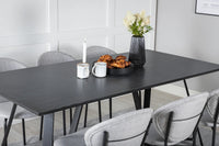 Spisestol Vault & Marina 2-pakk + rektangulært spisebord 180 x 90 – grå og svart