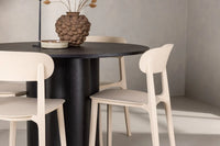 Spisestol Åstol & Olivia 2-pakk + Spisebord rundt ⌀110 – beige og svart