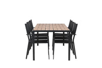 Spisestol Copacabana & Break 2-pakk + Rektangulært spisebord 205 x 90 – svart og natur