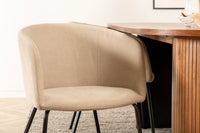 Spisegruppe Berit & Bianca + Ovalt 200 x 90 – beige og valnøtt