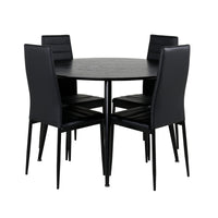 Spisestol Slim & Dipp 2-pakk + Spisebord rundt ⌀115 – svart