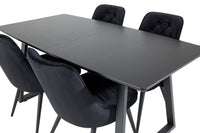 Rektangulært spisebord Inca & Velvet Deluxe 160 x 85 + spisestol 2-pakk – svart