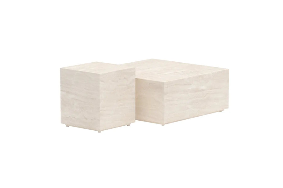 Sidebord Lissabon 40 x 40 x 45 + Sidebord 80 x 80 x 35 – beige