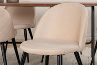 Spisegruppe Uno & Velvet rektangulært 200 x 90 + spisestol 2-pakk – natur og beige