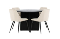 Spisestol Night & Strada 2-pakk + rektangulært spisebord ⌀120 – beige og svart
