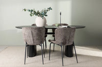 Spisestol Modesto & Isolde 2-pakk + Spisebord ovalt 180 x 90 – brun og svart