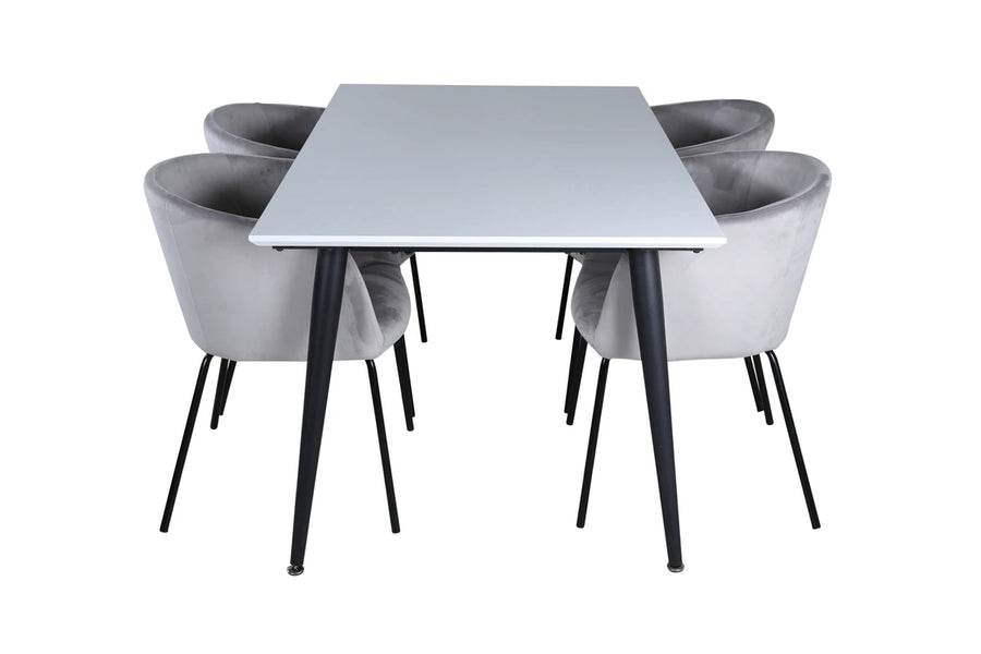 Spisegruppe Berit & Jimmy 150 x 90 – grå og hvit