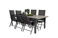 Spisebord Levels & Break 229 × 100 + posisjonsstoler 2-pakk – svart