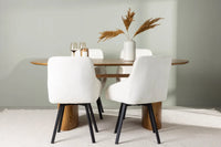 Spisegruppe oval 180 x 90 + Rosie & Isolde 2-pakk – beige og natur