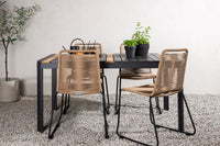 Spisegruppe Togo & Lindos rektangulært 150 x 90 med 2-pakk spisestoler – svart og brun