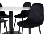 Spisegruppe Polar & Estelle 2-pakk + Rundt spisebord ⌀106 – svart og hvit