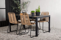 Spisegruppe Togo & Lindos rektangulært 150 x 90 med 2-pakk spisestoler – svart og brun