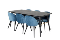 Spisegruppe Gold & Velvet 180 x 85 2-pakk – svart og blå