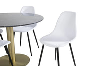 Spisestol Polar & Estelle 2-pakk + Spisebord rundt ⌀106 – hvit og mørk grå