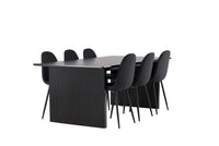 Spisestol Polar & Vail 2-pakk + rektangulært spisebord 200 × 100 – svart