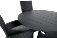Spisebord Alma & Padova rundt ⌀120 + reclinerstol 2-pakk – svart