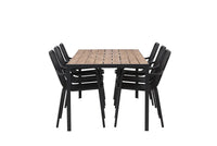 Spisegruppe Break & Peking rektangulær 205 x 90 + 2-pakk spisestoler – natur og svart