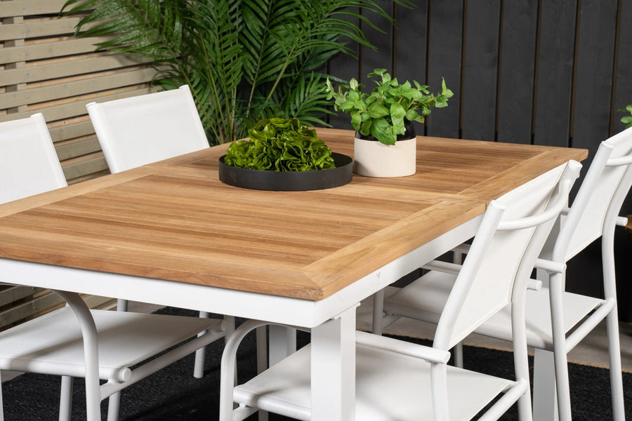 Spisestol Santorini & Panama 2-pakk + Rektangulært spisebord 160 x 90 – hvit