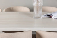 Spisestol Modesto & Olga 2-pakk + Spisebord rektangulært 200 x 90 – beige og hvit