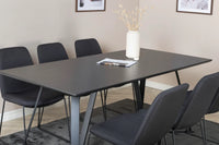 Spisestol 2-pakk + rektangulært spisebord 180 x 90 – svart