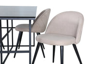 Spisegruppe rektangulær 200 x 90 + spisestol 2-pakk – svart og beige