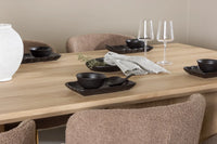 Spisestol Modesto & Olivia 2-pakk + spisebord 210 x 100 – brun og natur