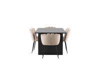 Spisestol Limhamn & Vail 2-pakk – beige + rektangulært spisebord 200 × 100 – svart