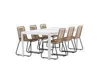 Spisegruppe Togo & Lindos 200 × 100 + spisestol 2-pakk – hvit og brun