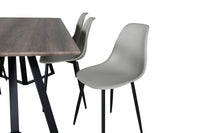 Spisestol Polar & Marina 2-pakk + spisebord rektangulært 180 x 90 – grå og natur