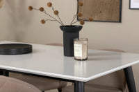 Spisegruppe Jimmy & Velvet rektangulær 150 x 90 + 2-pakk spisestol – hvit og beige