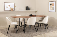 Spisebord Uno & Velvet rektangulært 200 x 90 + spisestol 2-pakk – natur og fløte